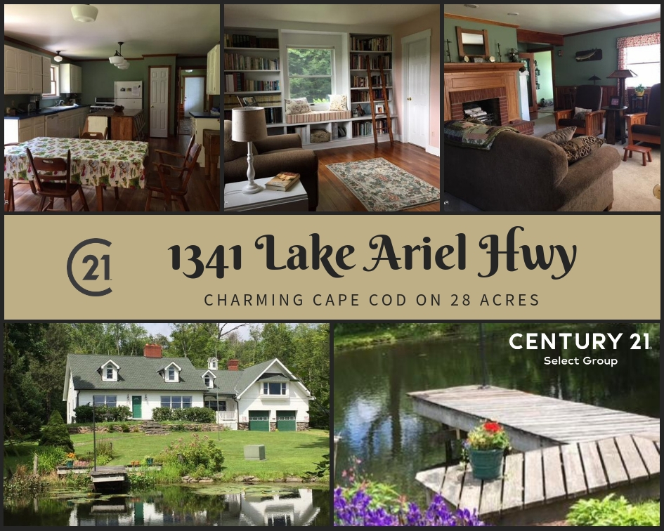 1341 Lake Ariel Highway: Charming Cape Cod on 28 Acres