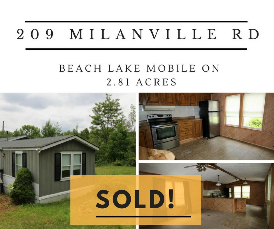 Sold! 209 Milanville Road: Beach Lake