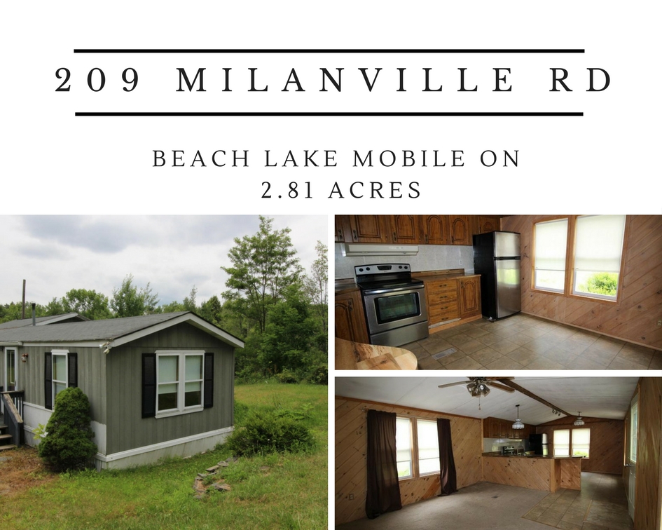 209 Milanville Road: Beach Lake Mobile on 2.81 Acres