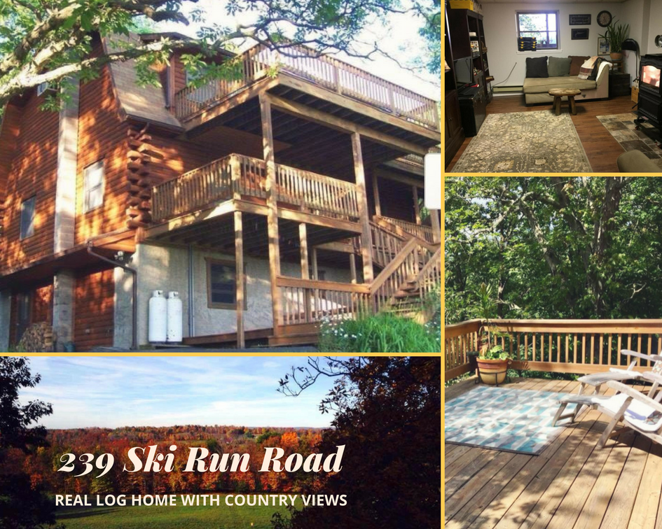 239 Ski Run Road, Honesdale PA: Real Log Home with Country Views