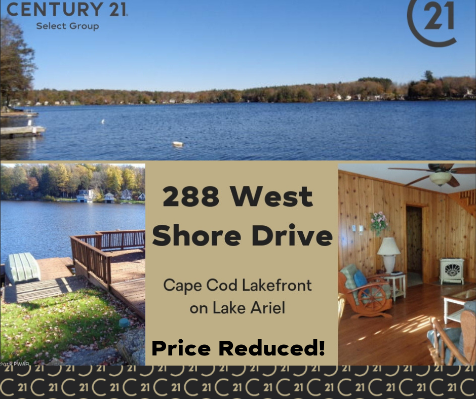 Price Reduced! 288 W Shore Drive: Cape Cod Lakefront on Lake Ariel