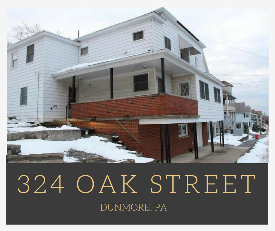 324 Oak Street, Dunmore PA: Two Unit Multi Family Apartment Building in a Quiet Neighborhood