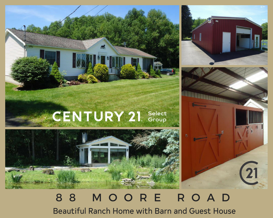 88 Moore Road, Lake Ariel PA: Beautiful Ranch Home with Barn and Guest House