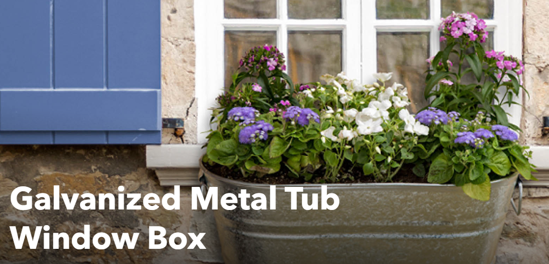 DIY Galvanized Metal Tub Window Box