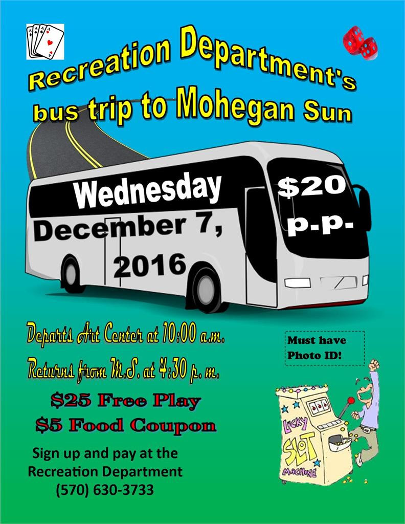 Hideout Bus Trip to Mohegan Sun- December 7, 2016