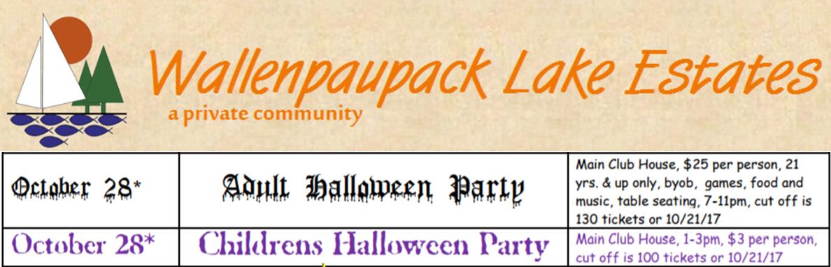 Wallenpaupack Lake Estates Halloween Parties