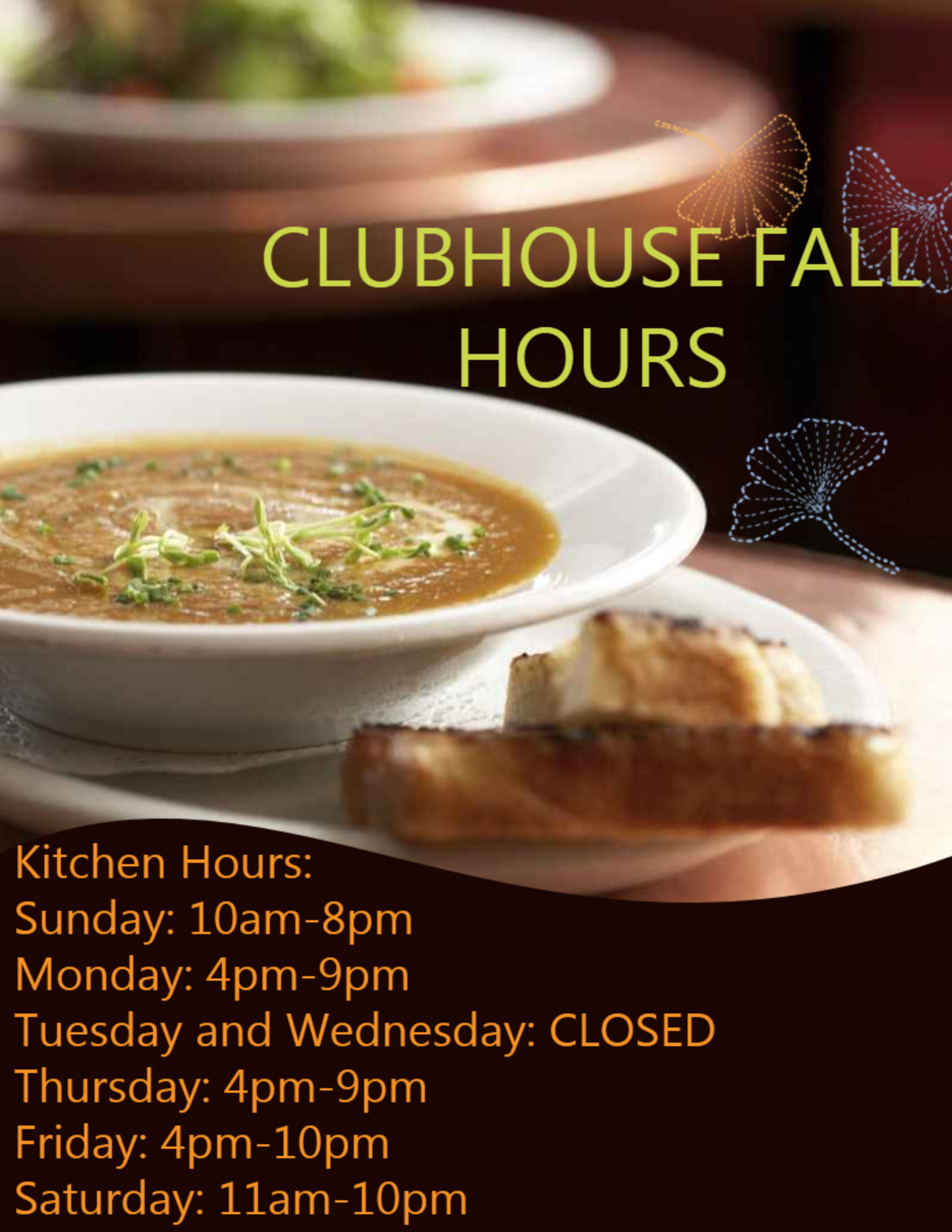 Hideout Clubhouse Fall Hours