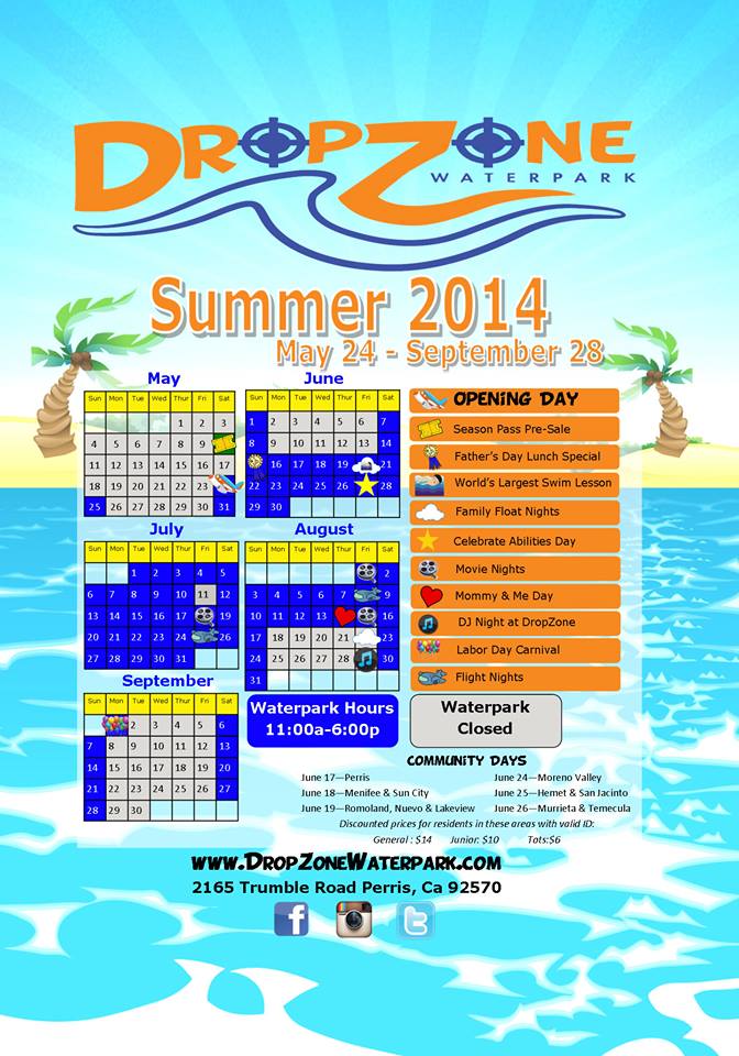 DropZone Summer Season schedule