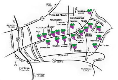 Temecula CA Winery map