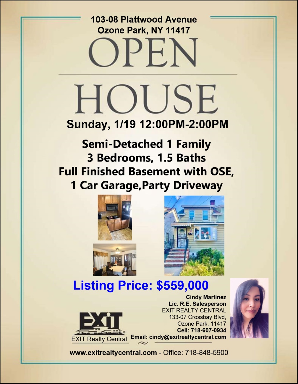 Open House in Ozone Park 1/19 12-2pm