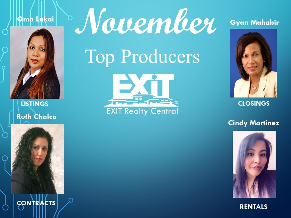 EXIT Realty Central's Top Producers for November 2019!
