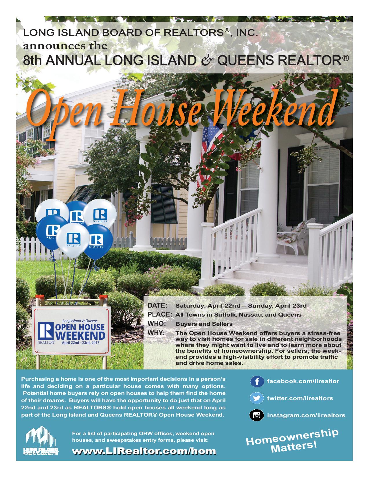 Open House Weekend - April 22 & 23, 2017
