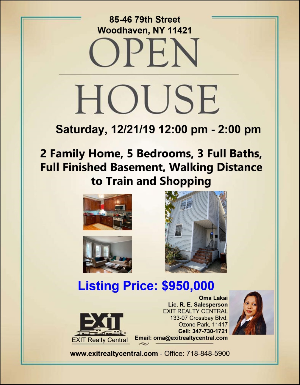 Open House in Ozone Park, 12/21 12-2pm