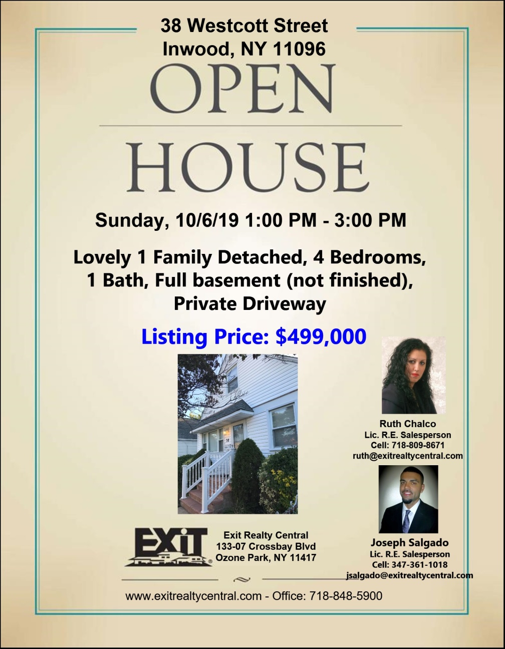 Open House in Inwood 10/6/19 1-3pm