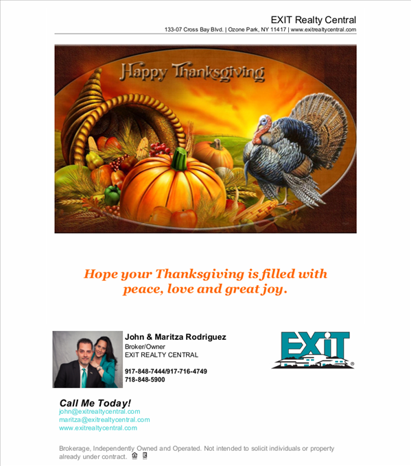 Happy Thanksgiving from EXIT Realty Central!
