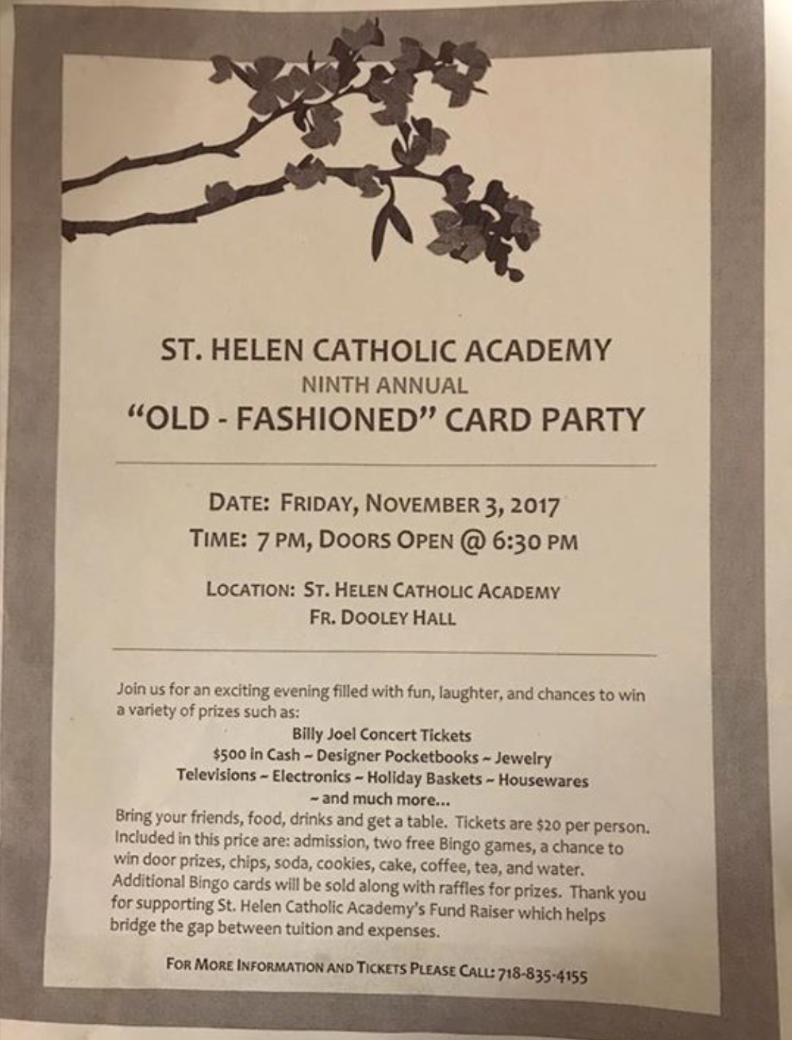 St. Helen Catholic Academy "Old Fashioned" Card Party