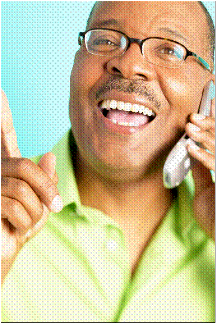 man on the phone smiling