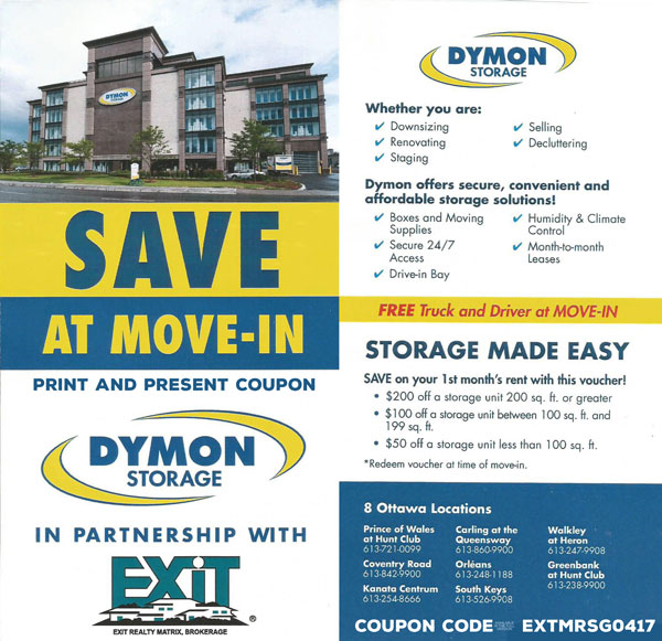Discounts at Dymon Storage Ottawa