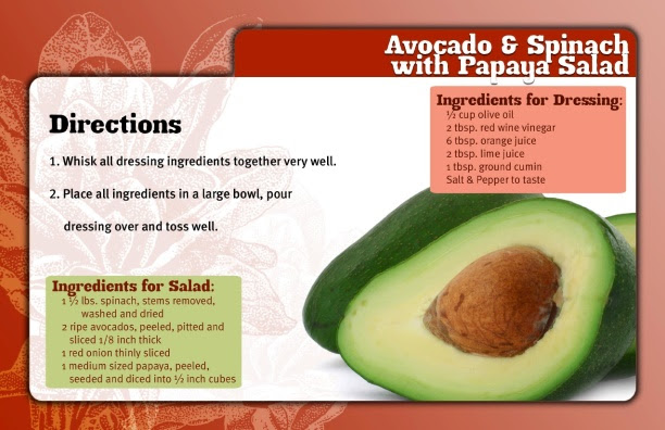 Tuesday Tastings Avacado & Spinich With Papaya Salad