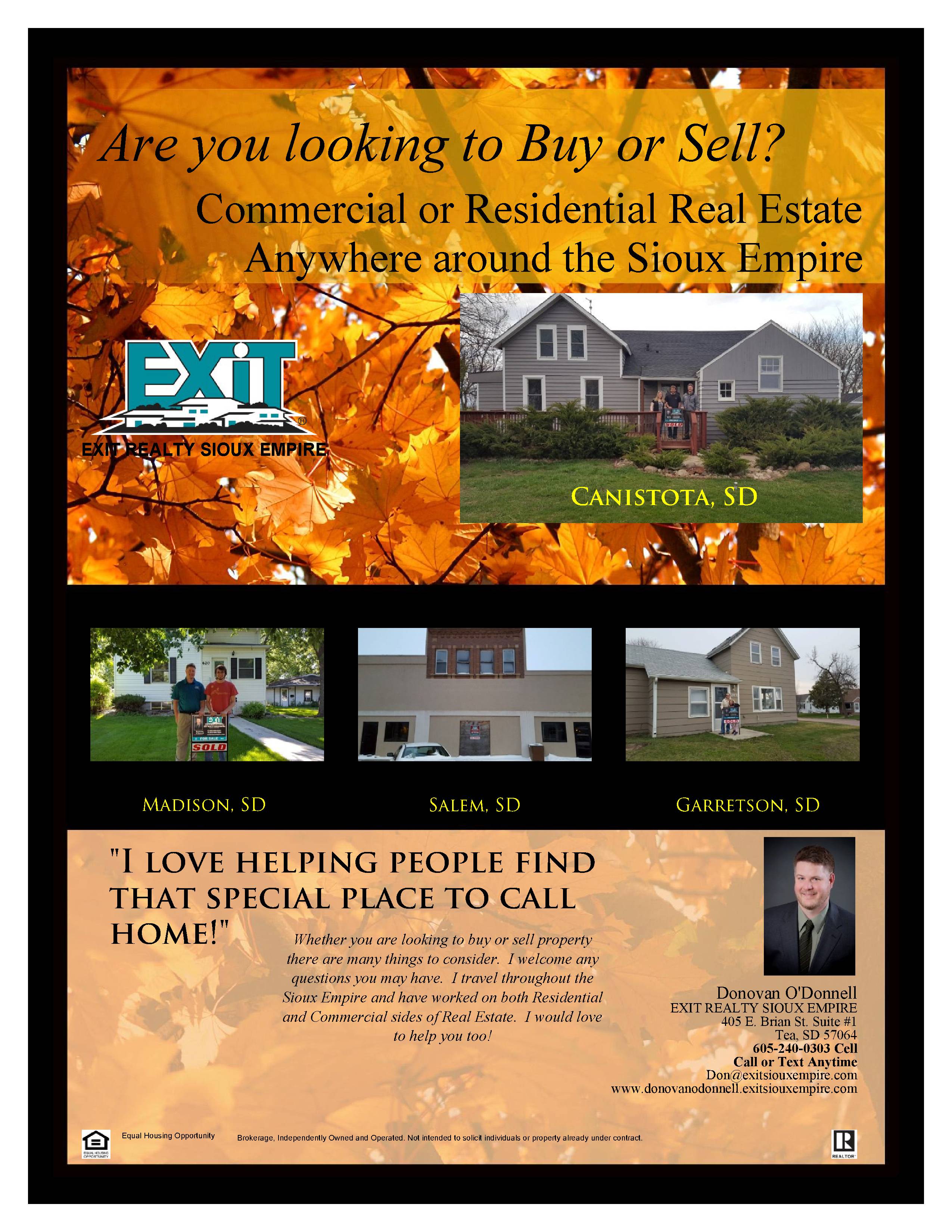 Check out my new flyer! Donovan O'Donnell EXIT Realty Sioux Empire