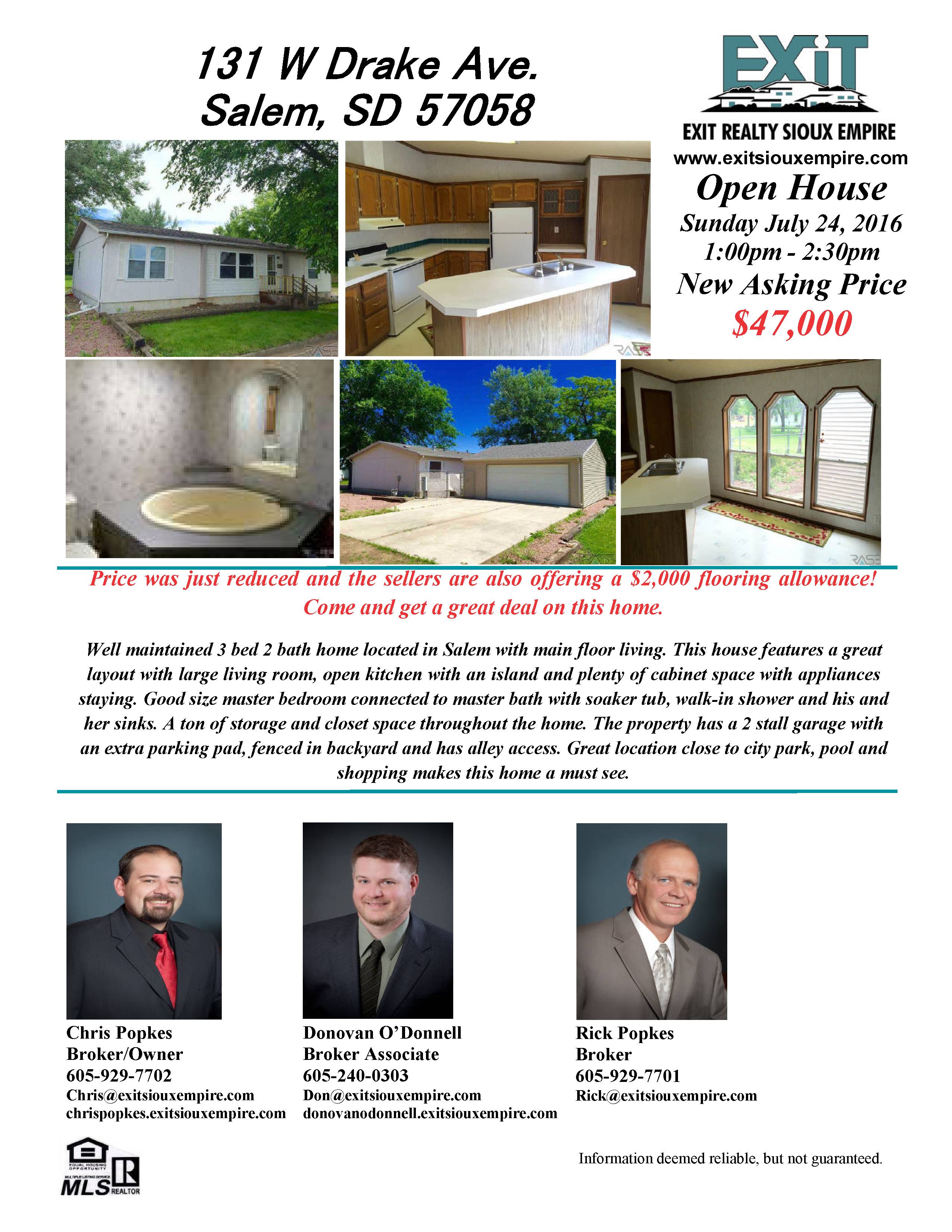 Open house this Sunday 131 W Drake Ave, Salem, SD